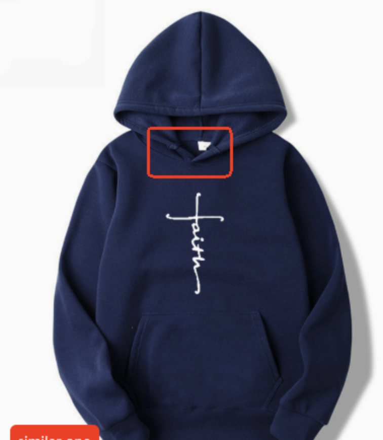 Faith Printed Hoodie with front pocket and drawstring hood, white, yellow, red, grey